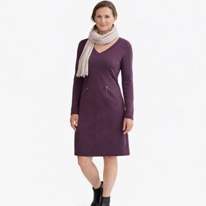 Athleta Ponte Celebration V-Neck Long Sleeve Dress Sz M